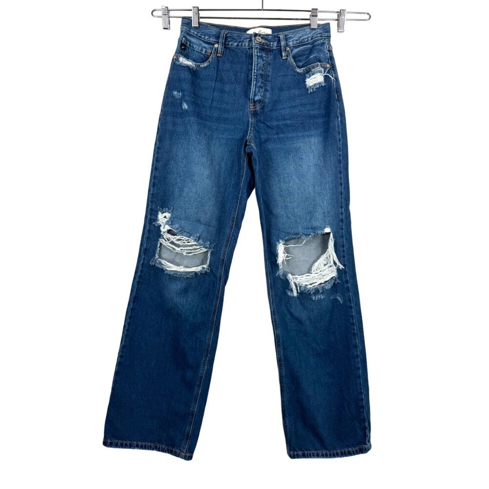 Kancan Nia High-Rise‎ 90's Straight Jeans distressed sz 28